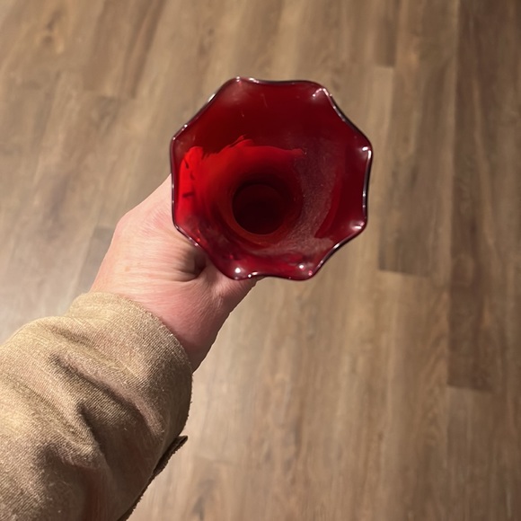 Akro Agate vintage red vase. Sticker intact - Picture 2 of 6